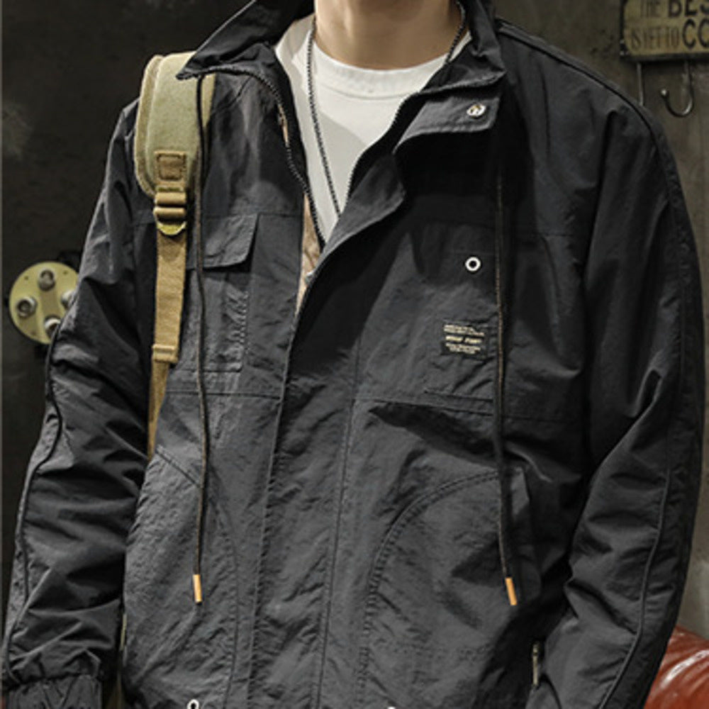 山系戶外復古潮牌翻領工裝夾克男士春秋季休閑沖鋒衣寬松外套
