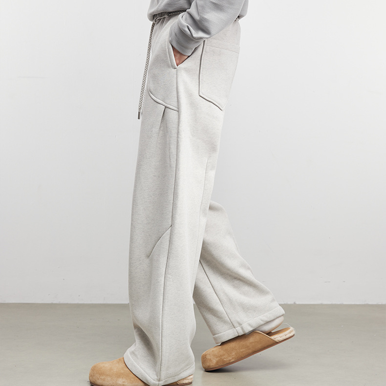 舒暖絮420g重磅加絨慕斯空氣棉直筒休閒褲男百搭寬鬆衛褲