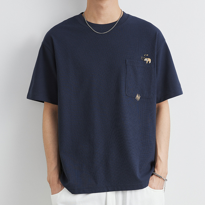 260g重磅華夫格圓領短袖t恤男夏季2025新款肌理感體恤潮