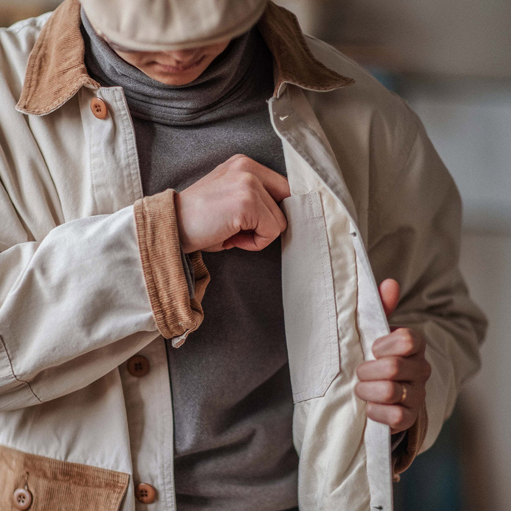 阿美咔叽密歇根鐵路工裝口袋夾克 美式拼色翻領寬松外套