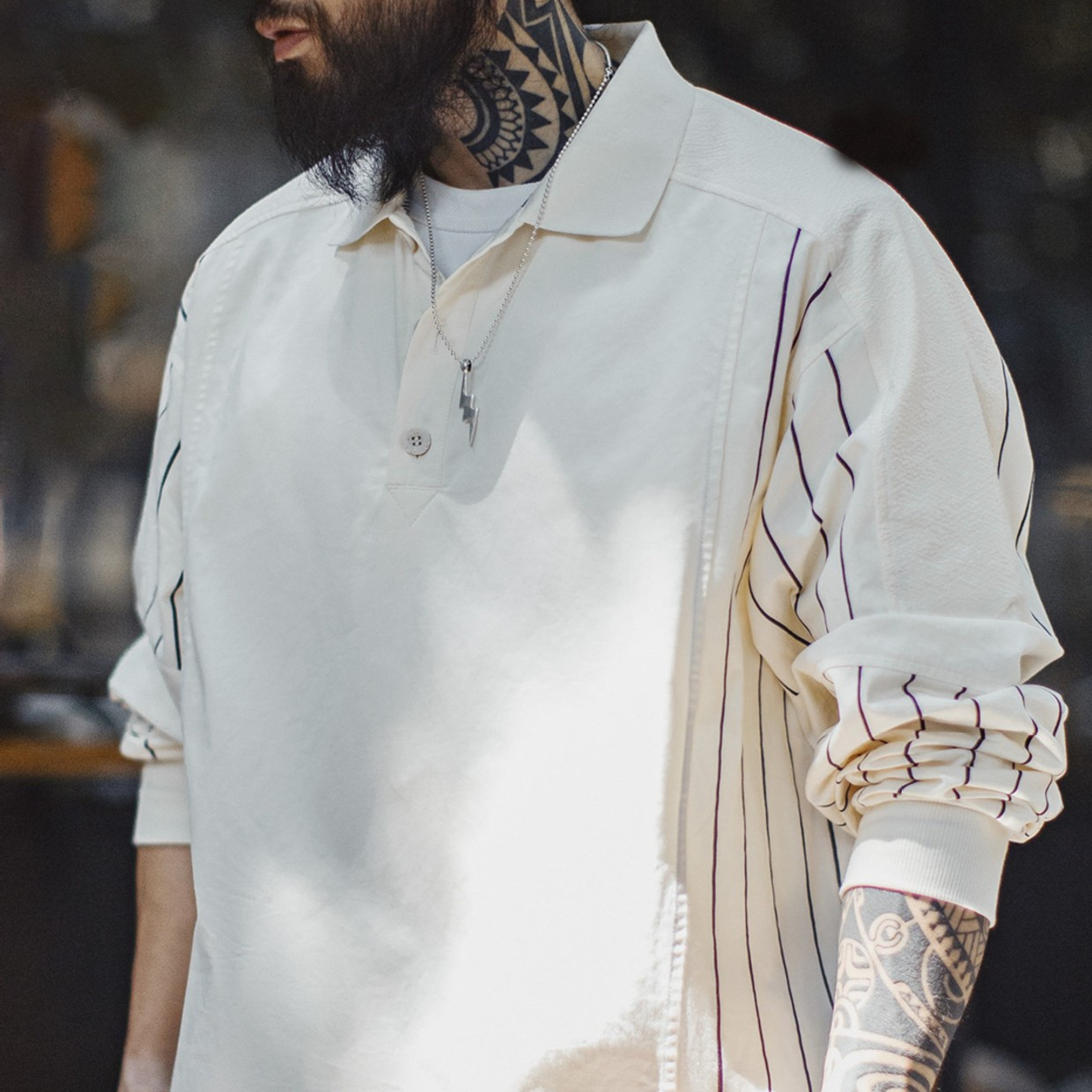 美式棒球印花polo衫拼接套頭刺繡襯衫純棉衛衣長袖男夏秋