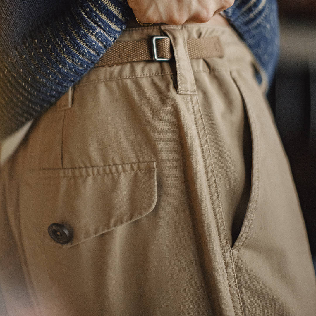 美式復古淺卡其M65大口袋直筒休閒褲老錢磨毛長褲子男秋