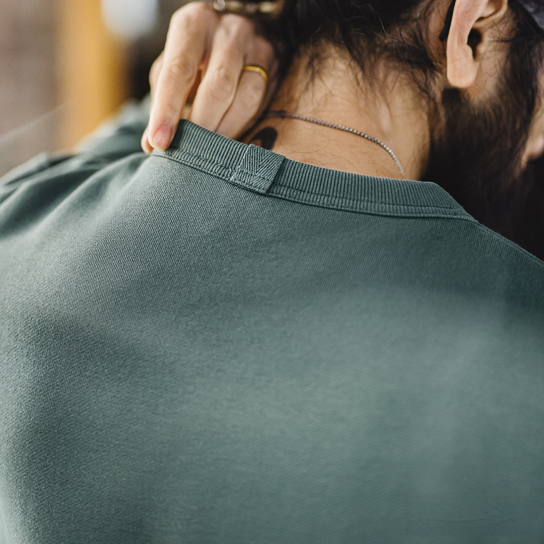 美式新疆棉衛衣紫色圓領套頭無帽外穿寬鬆長袖外套男款春