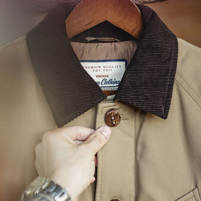 美式復古Safari獵裝夾克棉服翻領加厚保暖棉衣外套男秋冬