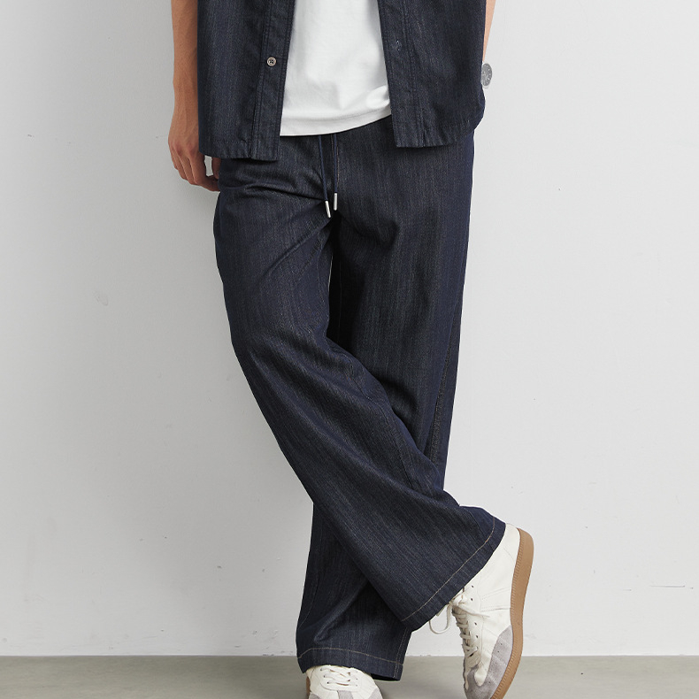 萊塞爾天絲牛仔長褲直筒男士新款春秋季寬鬆休閒長褲潮