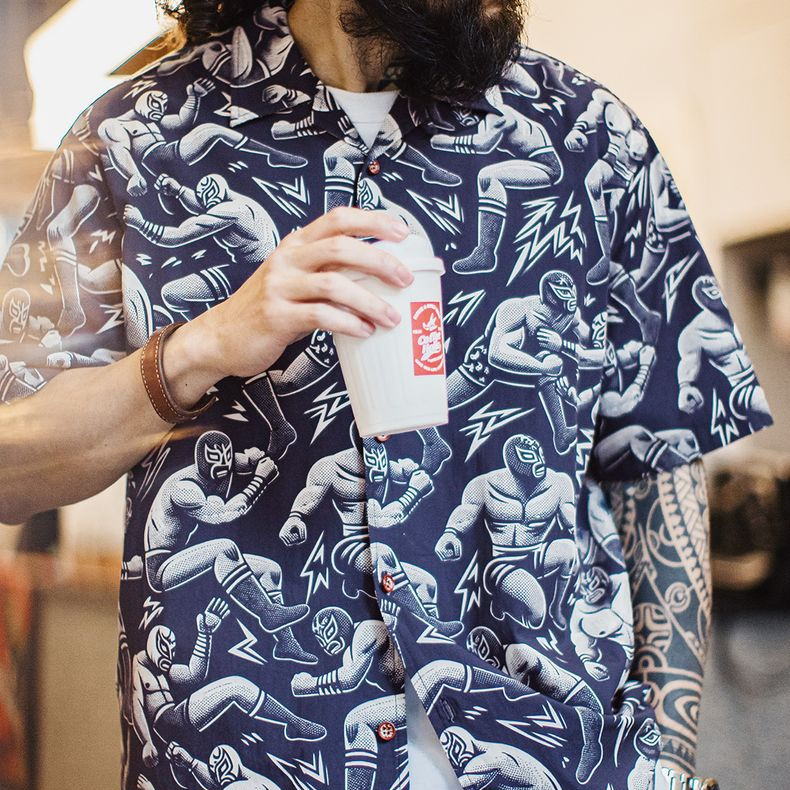 美式復古滿印花古巴領襯衫寬鬆夏威夷短袖襯衣外套男夏季