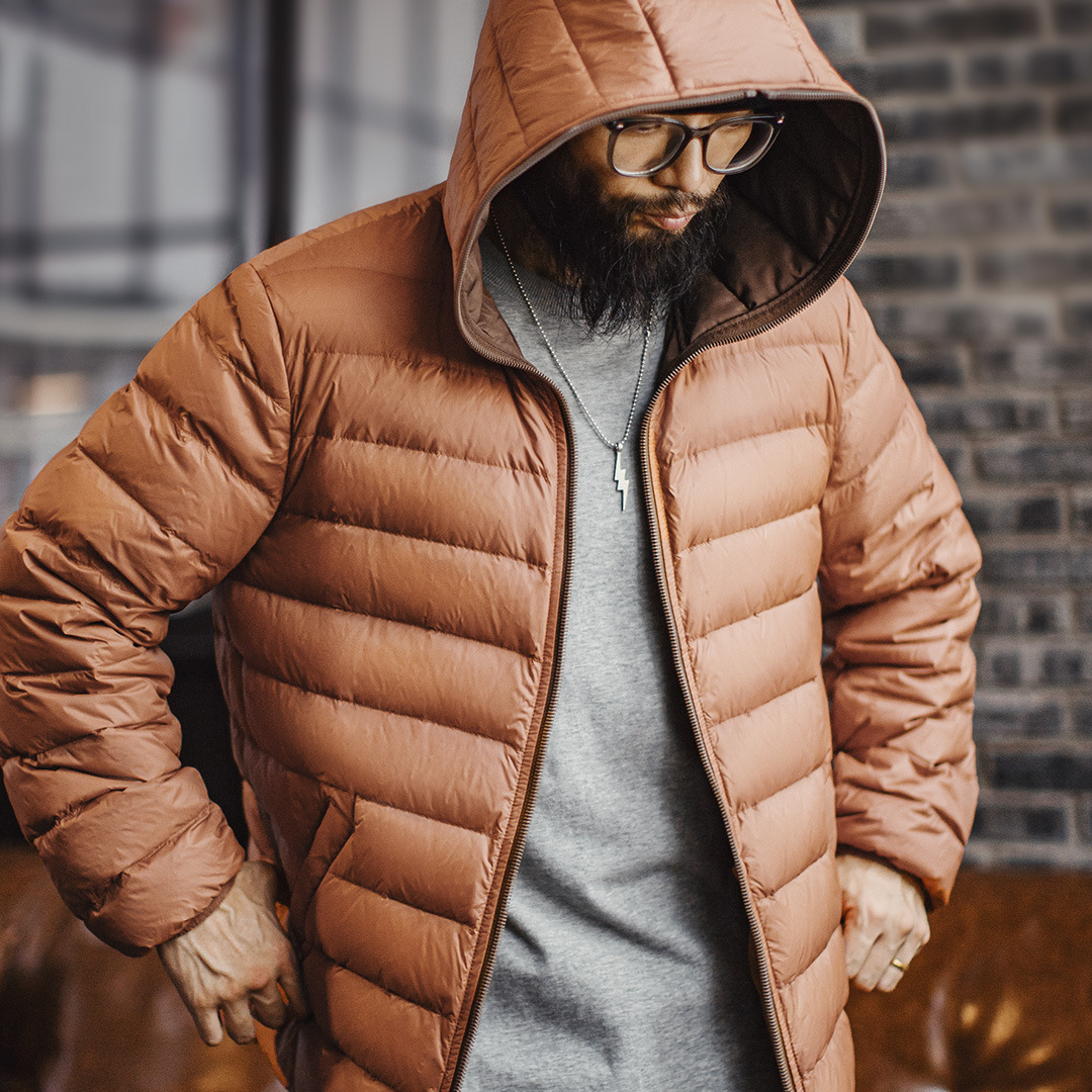 （連帽）美式輕薄排骨羽絨服男秋冬保暖內膽短款羽絨夾克