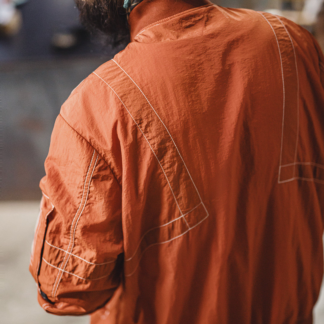 美式明線轟炸機夾克bomber飛行員外套薄款紅色棒球服男春