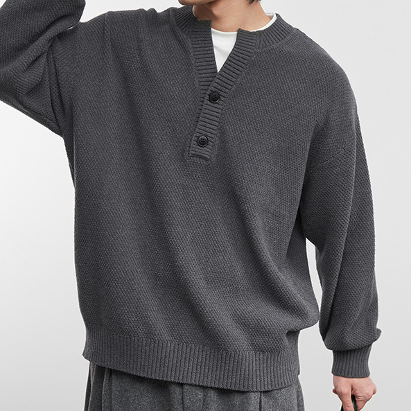 復古肌理假兩件針織衫簡約撞色慵懶風毛衣冬季男百搭上衣