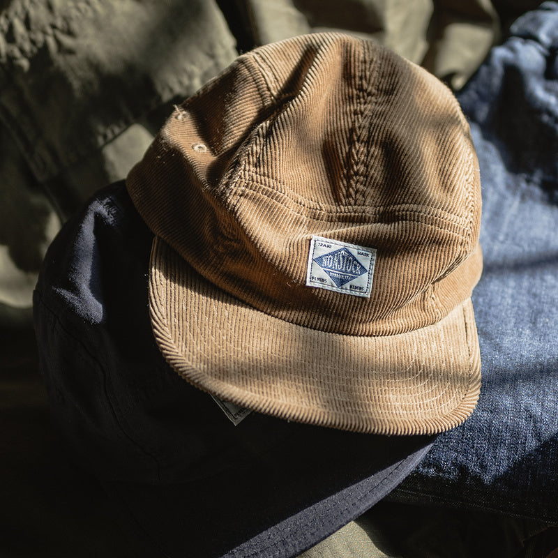 燈芯絨拼接五片帽 圓頂棒球帽短檐休閑棒球帽日潮