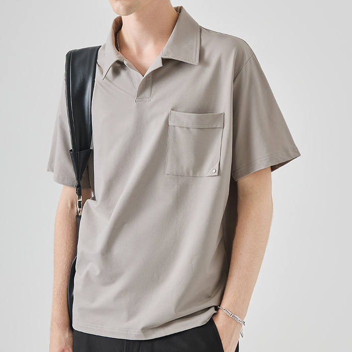 商務休閒短袖POLO衫男士夏季薄款高級感百搭翻領上衣工服