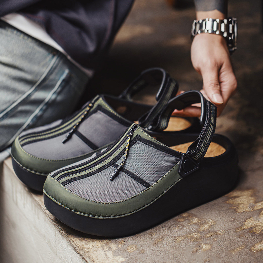 齊柏林飛艇2026新款半拖鞋厚底增高男款包頭涼拖鞋外穿廚師鞋