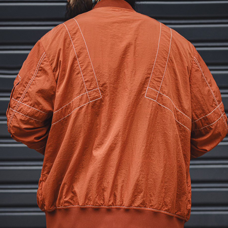 美式明線轟炸機夾克bomber飛行員外套薄款紅色棒球服男春