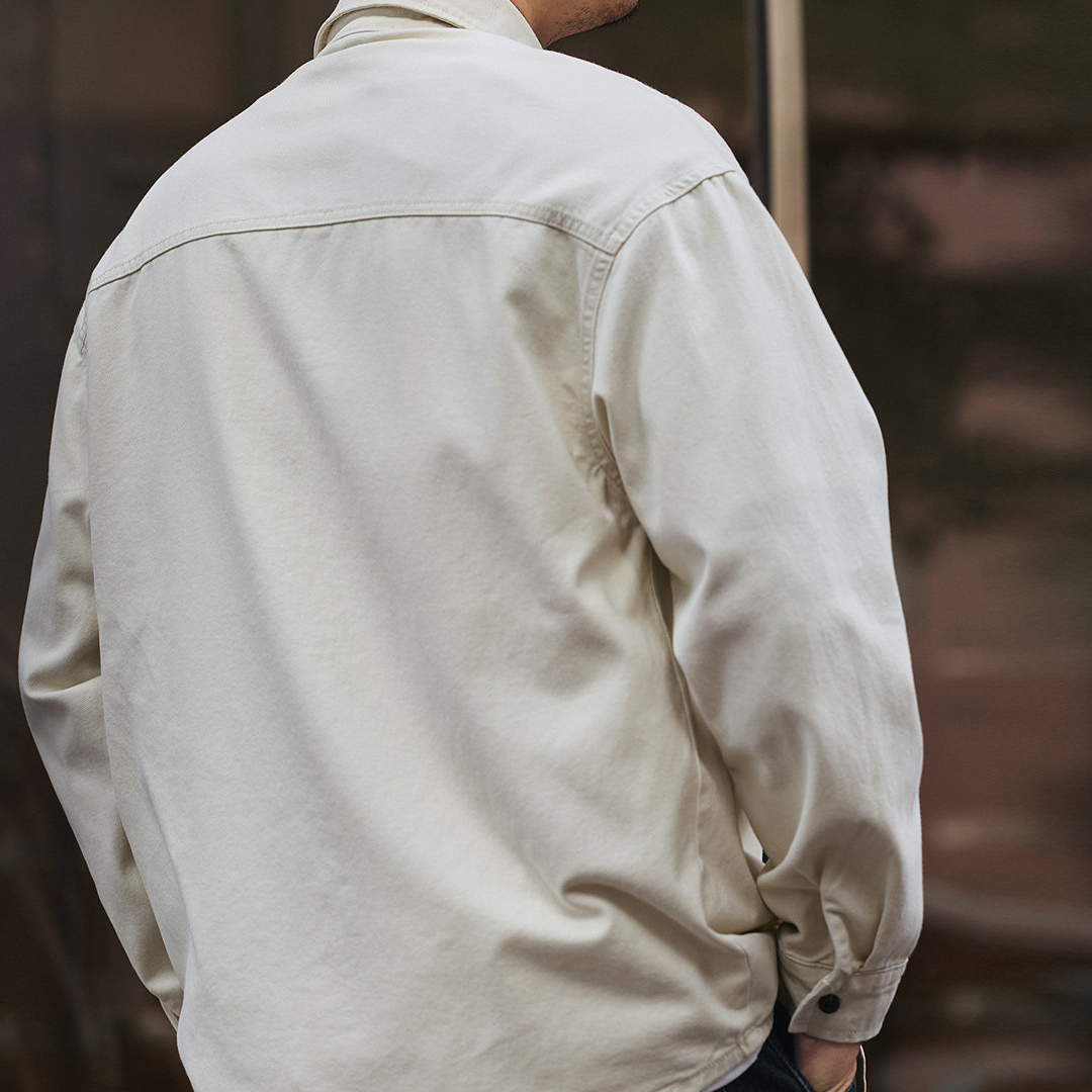 美式純棉工裝長袖襯衫男秋季潮牌寬鬆痞帥休閒襯衣外套