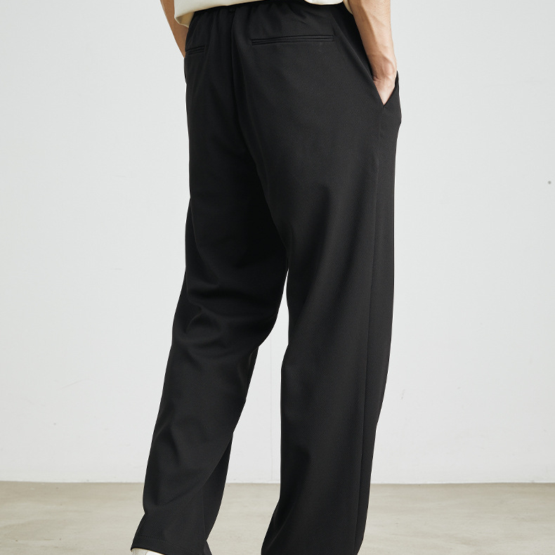 闊腿百搭休閒褲男春夏新款垂感絲滑冰絲寬鬆直筒長褲子男