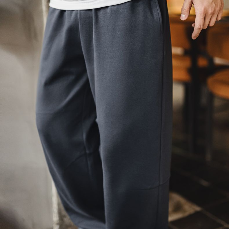 美式休閒立體剪裁衛褲垂墜百搭寬鬆直筒束腳運動長褲男春