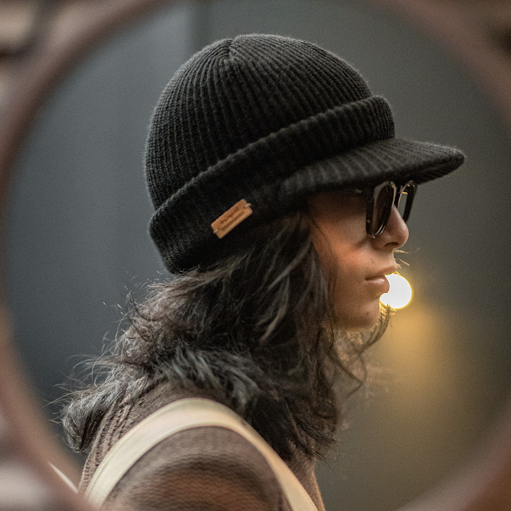 復古黑色針織毛線鴨舌帽包頭護耳防寒保暖羊毛帽子男女冬