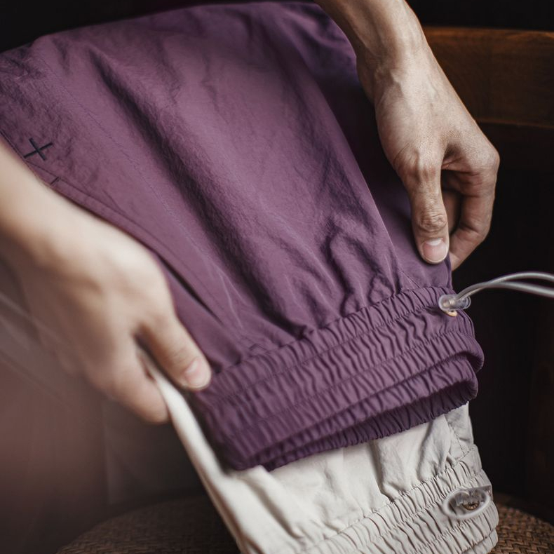 美式復古3D褶皺傘兵褲尼龍肌理感休閒褲vibe直筒長褲男春