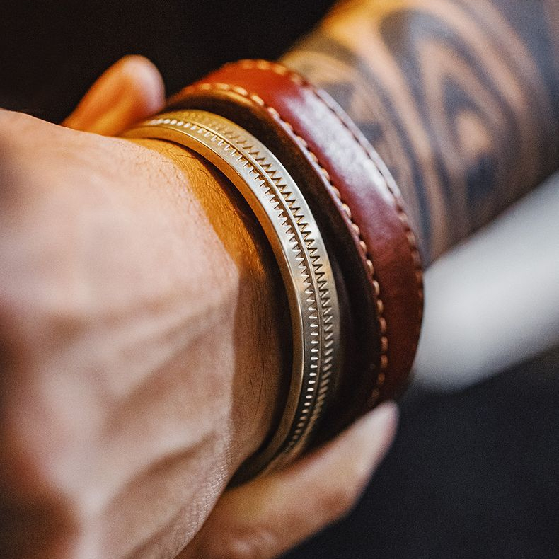 美式復古納瓦霍半環式手鐲印第安開口白銅手環配飾品男女