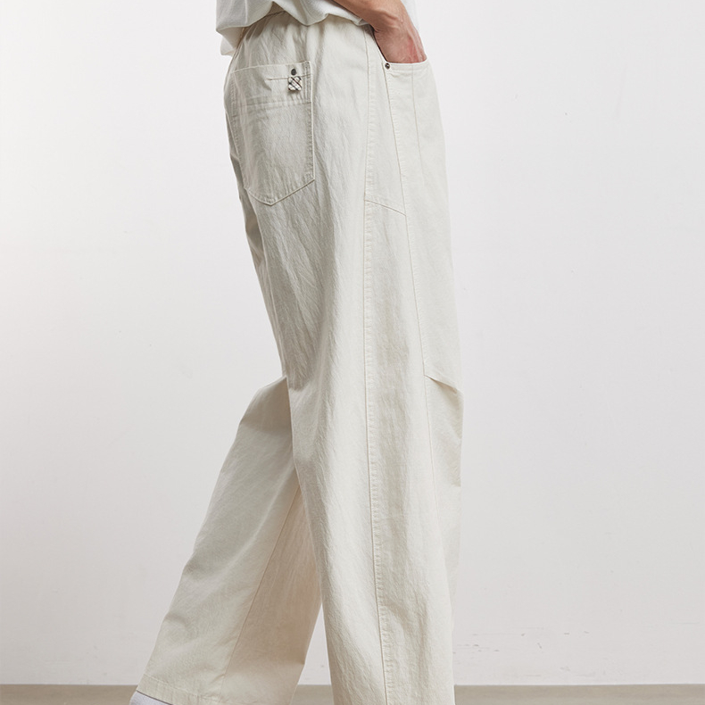 220g萊賽爾小彎刀休閒褲男春季純色寬鬆簡約百搭通勤直筒褲