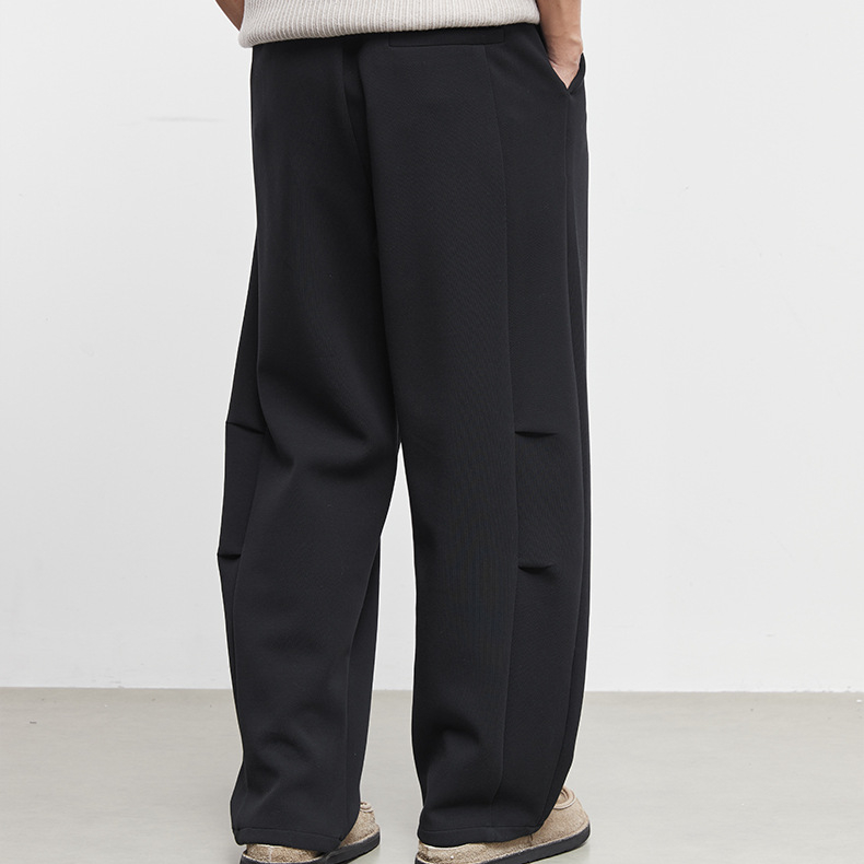 垂廊男裝垂感闊腿西褲男秋冬季寬鬆休閒純色加厚直筒長褲