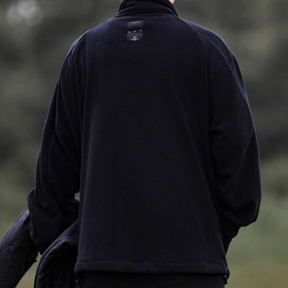 兩件套搖粒絨外套男冬季寬松可拆卸馬甲薄款立領棉衣潮