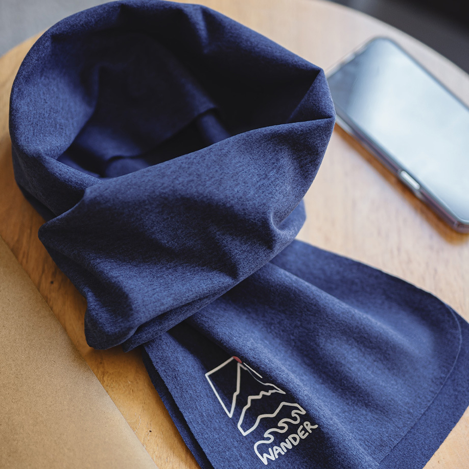 美式山影藍色印花圍巾保暖長圍脖披肩百搭薄款男士秋冬季