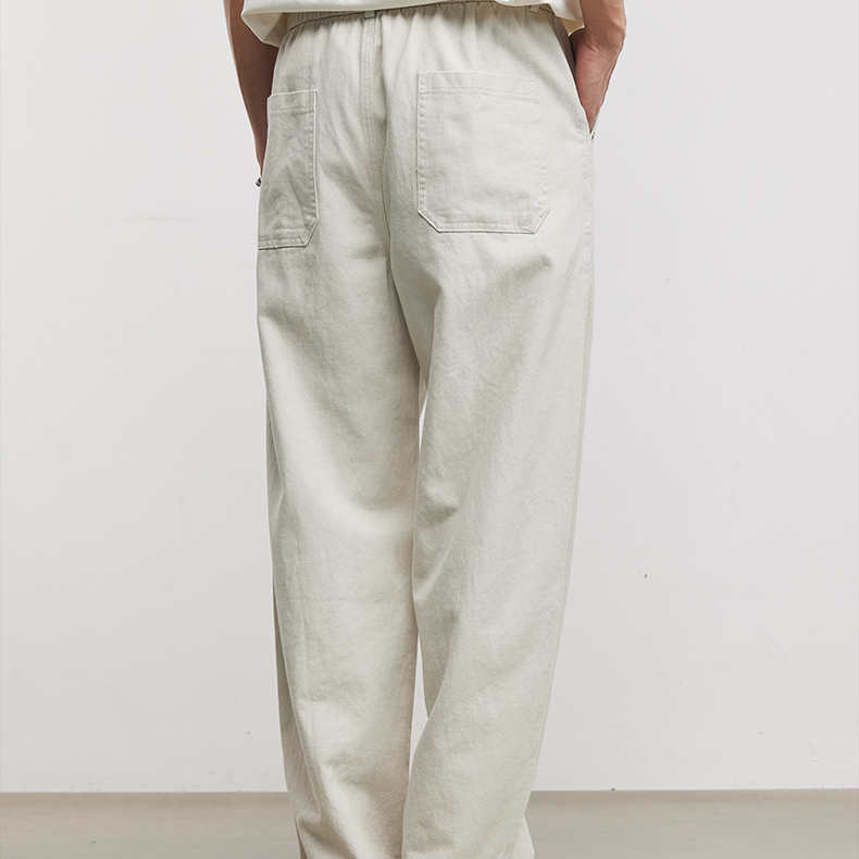重磅290g極簡垂墜闊腿褲男春夏季純棉寬鬆通勤直筒休閒長褲