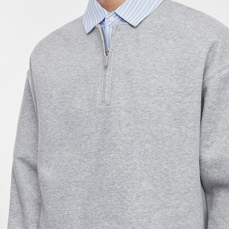 星垂野日系襯衫領假兩件衛衣男春秋季寬鬆翻領長袖上衣潮