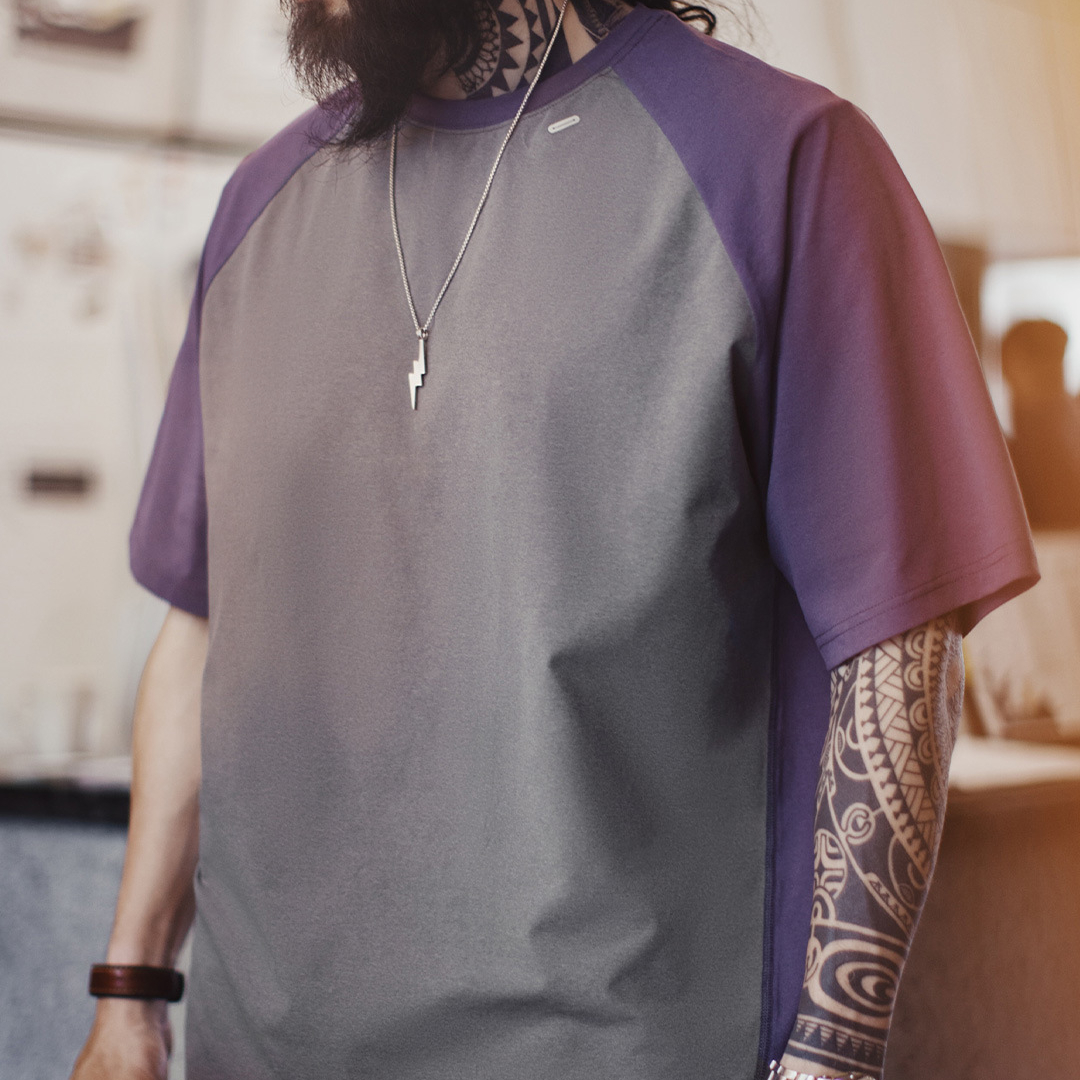 美式復古撞色涼感T恤速幹跑步運動插肩袖防曬短袖男夏季