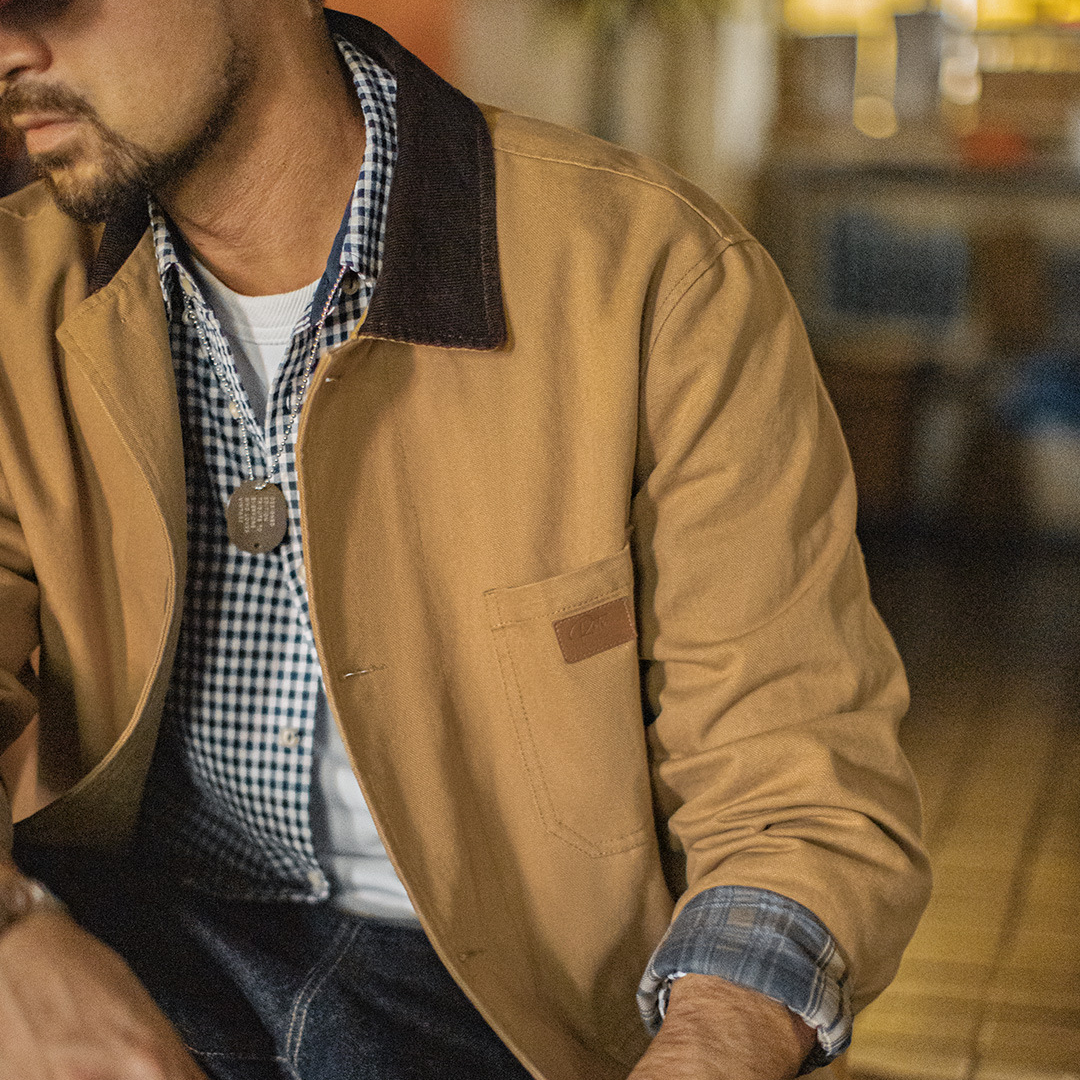 美式復古密歇根風衣卡其色巴恩風中長款廓形夾克外套男秋