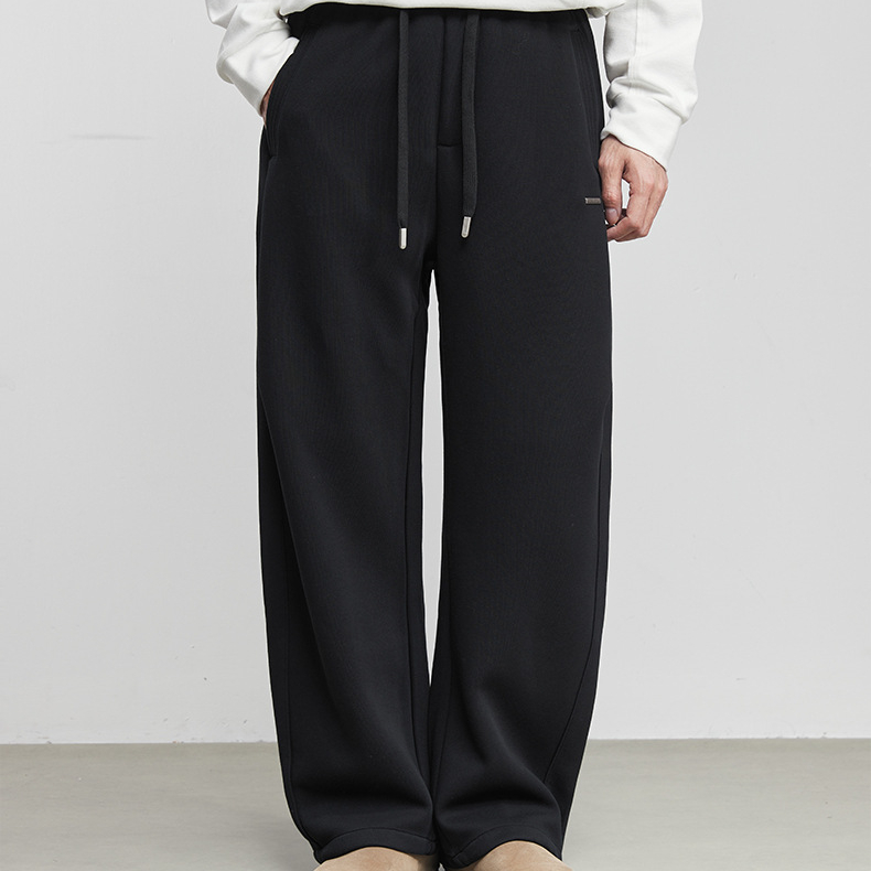 暖砂420g重磅加絨抽繩休閒褲冬季男純色保暖簡約百搭衛褲