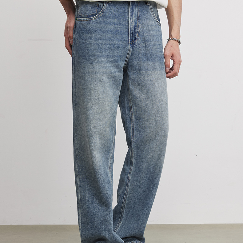 369g竹節萊賽爾牛仔褲男春秋季2026新款Clanfit直筒休閒褲子