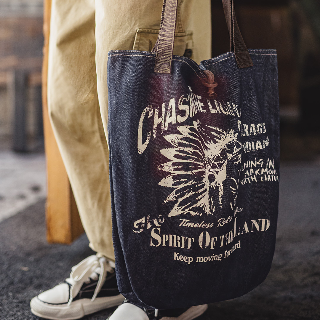 美式復古牛仔大容量托特包丹寧通勤單肩包做舊手提包包男