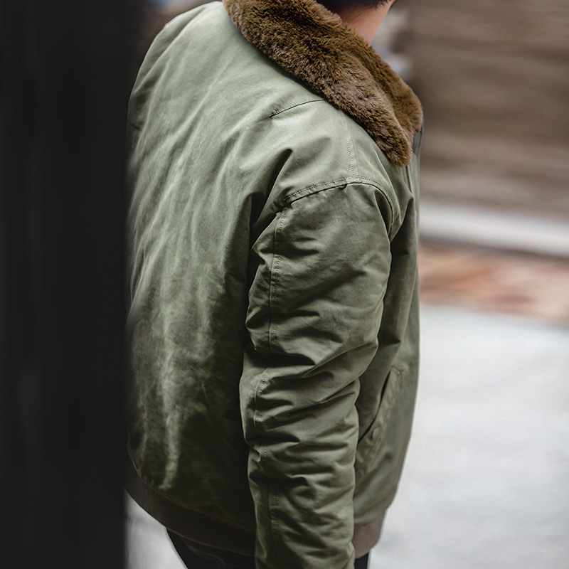美式B15飛行員夾克棉服加厚座山雕翻毛領轟炸機外套男冬