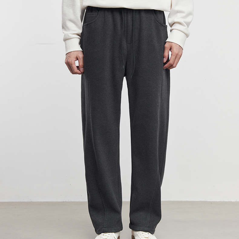 街角暖絨秋冬季寬鬆抽繩加絨休閒褲舒適運動簡約百搭長褲