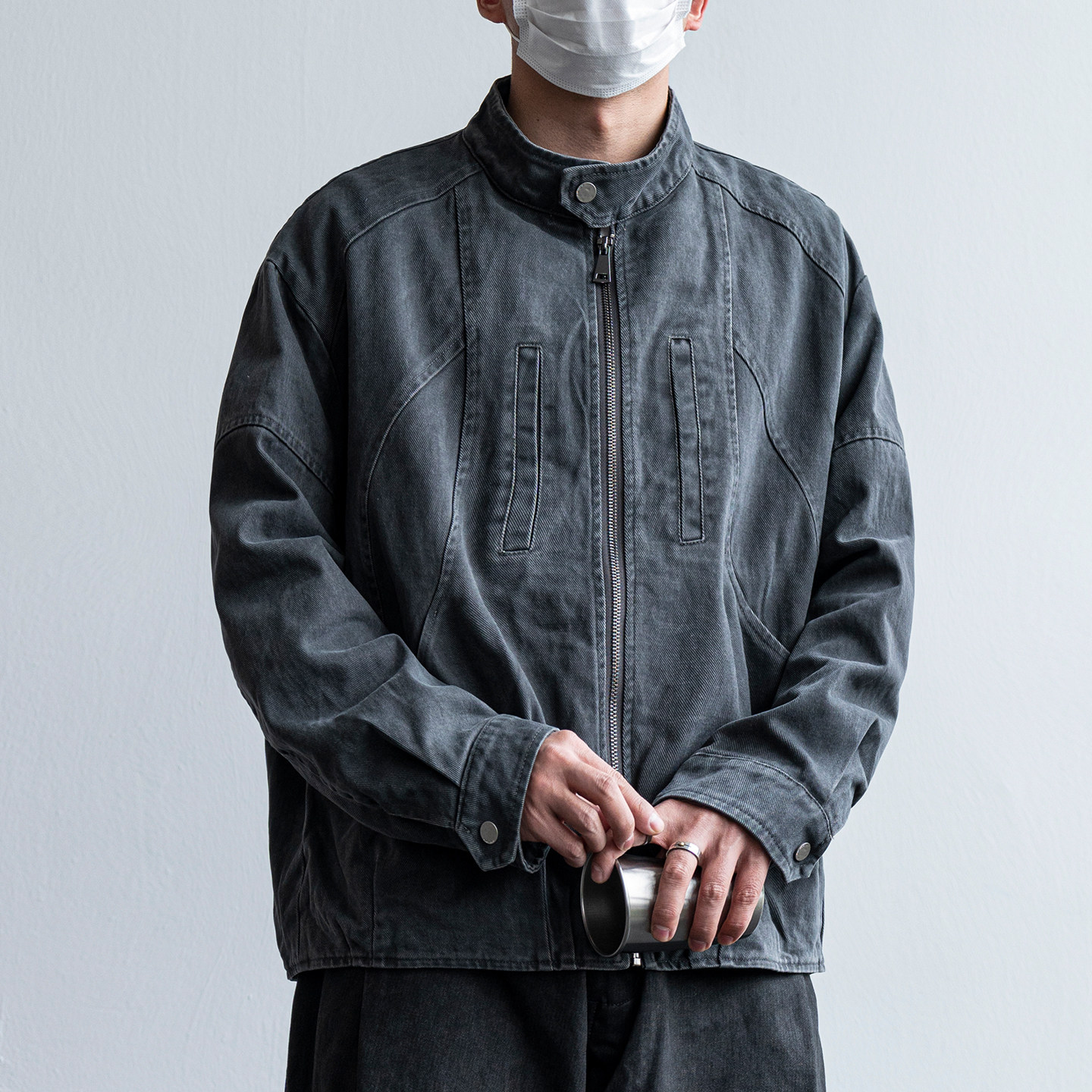 美式復古水洗純棉立領哈靈頓夾克男士2026春秋季新款大口袋工裝外套