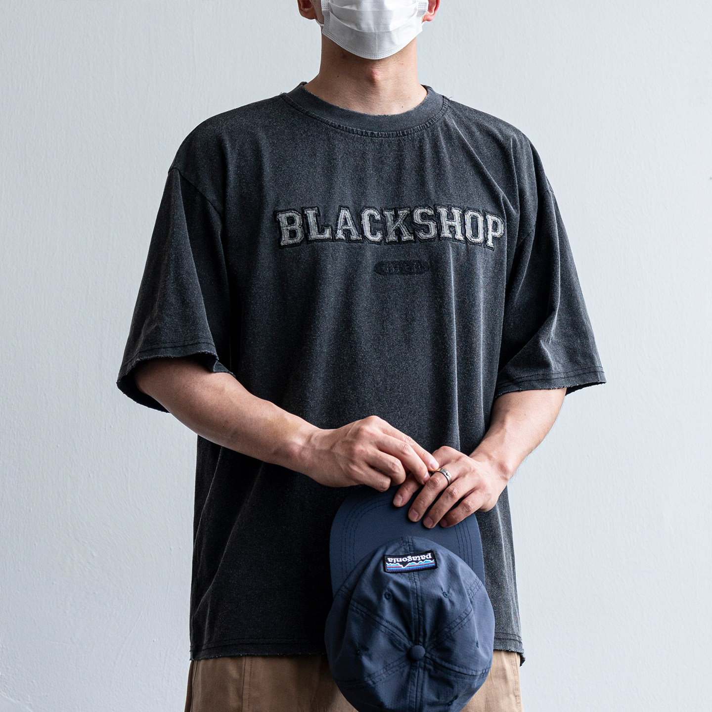 美式街頭潮牌字母刺繡做舊短袖T恤男夏季百搭寬鬆純棉半袖上衣tee