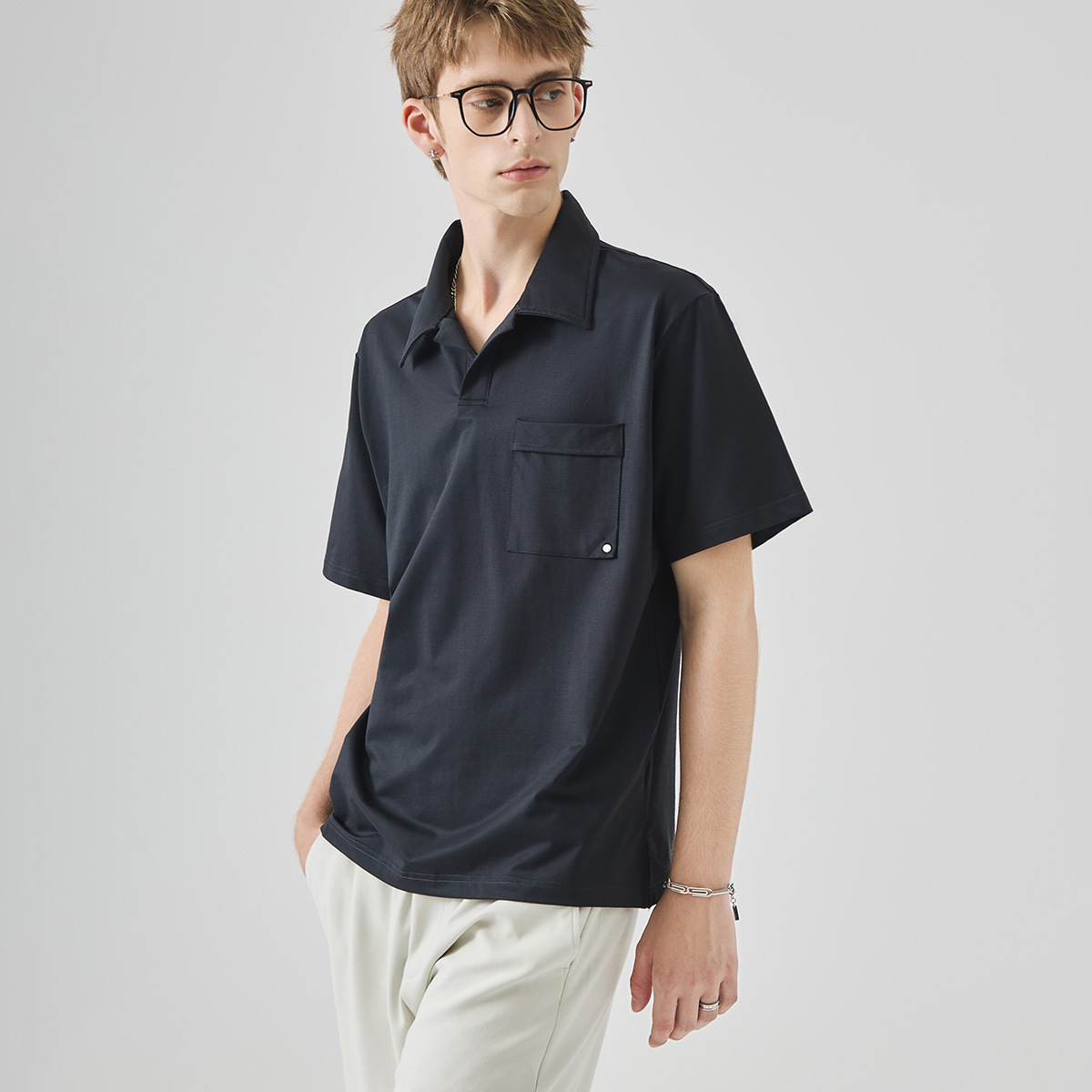 商務休閒短袖POLO衫男士夏季薄款高級感百搭翻領上衣工服