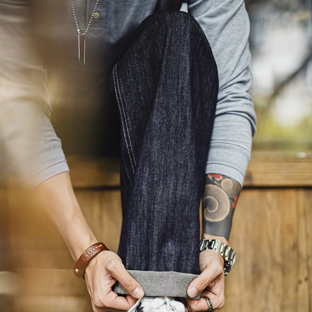 美式復古原牛色水洗牛仔褲直筒丹寧休閒褲闊腿長褲男秋冬