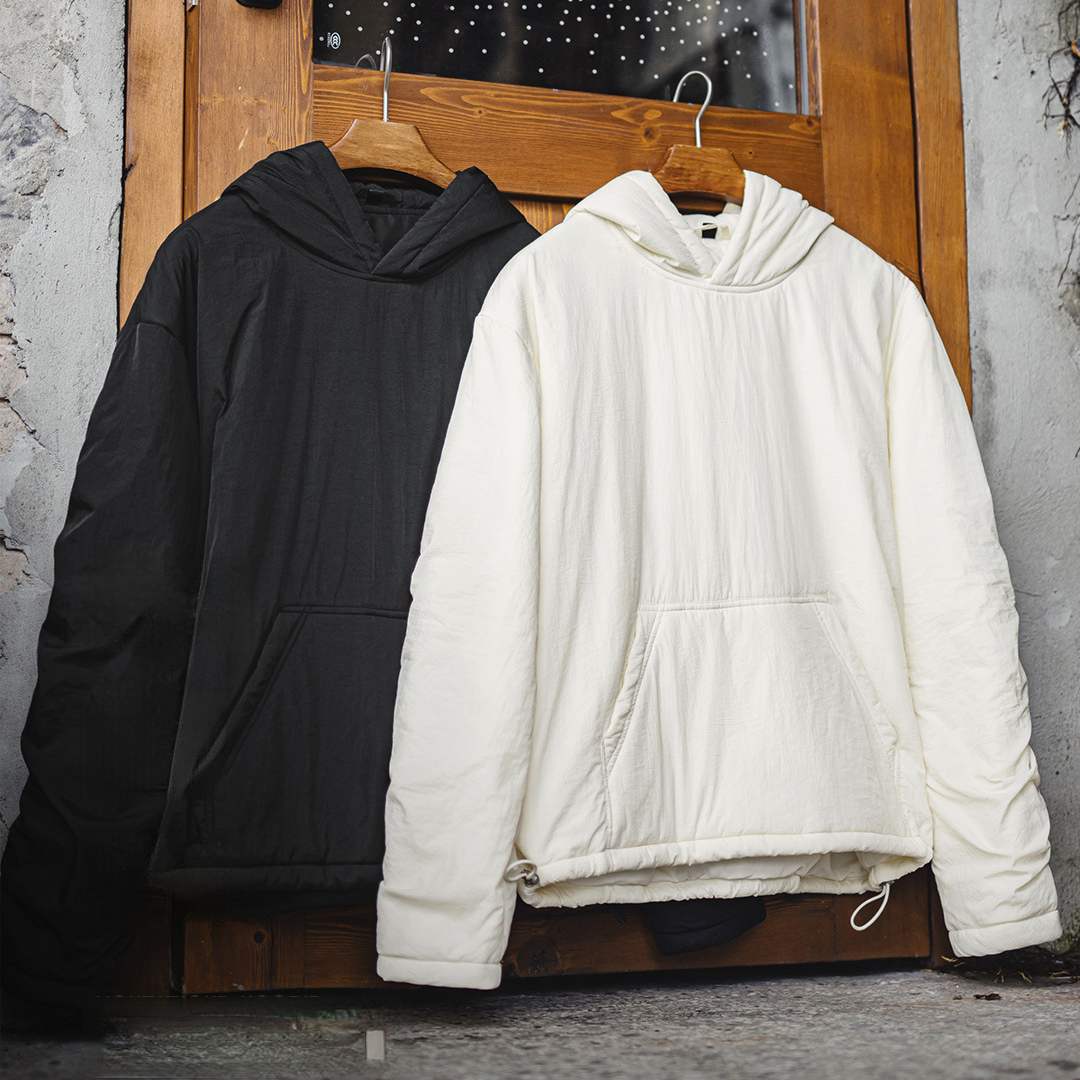 美式氣絨套頭口袋衛衣圓領連帽通勤加絨保暖廓形外套男冬