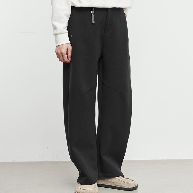 逸行430克重磅寬鬆保暖加厚休閒褲男秋冬季垂感純色長褲