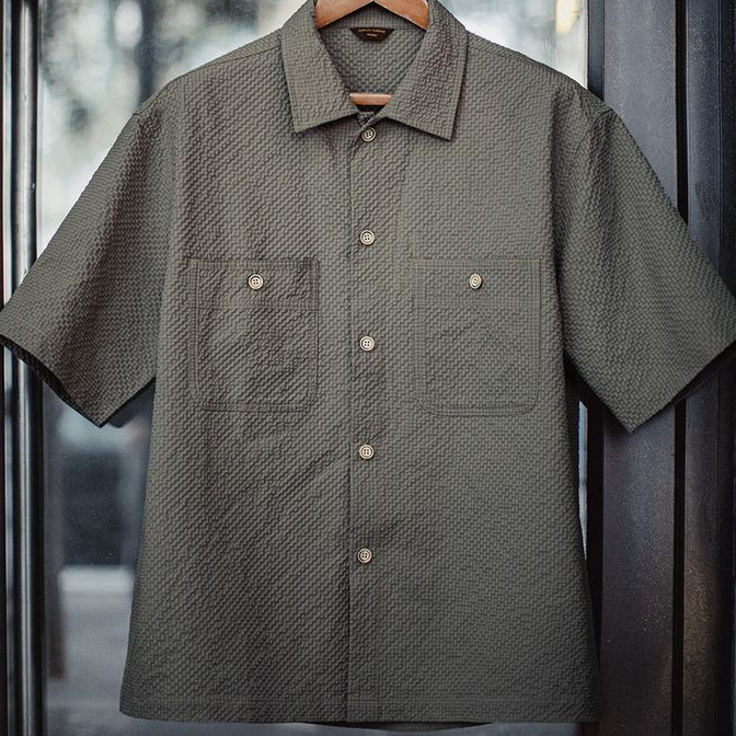 美式休閒AIRY空氣感泡泡紗襯衫透氣薄款襯衣外套男春夏