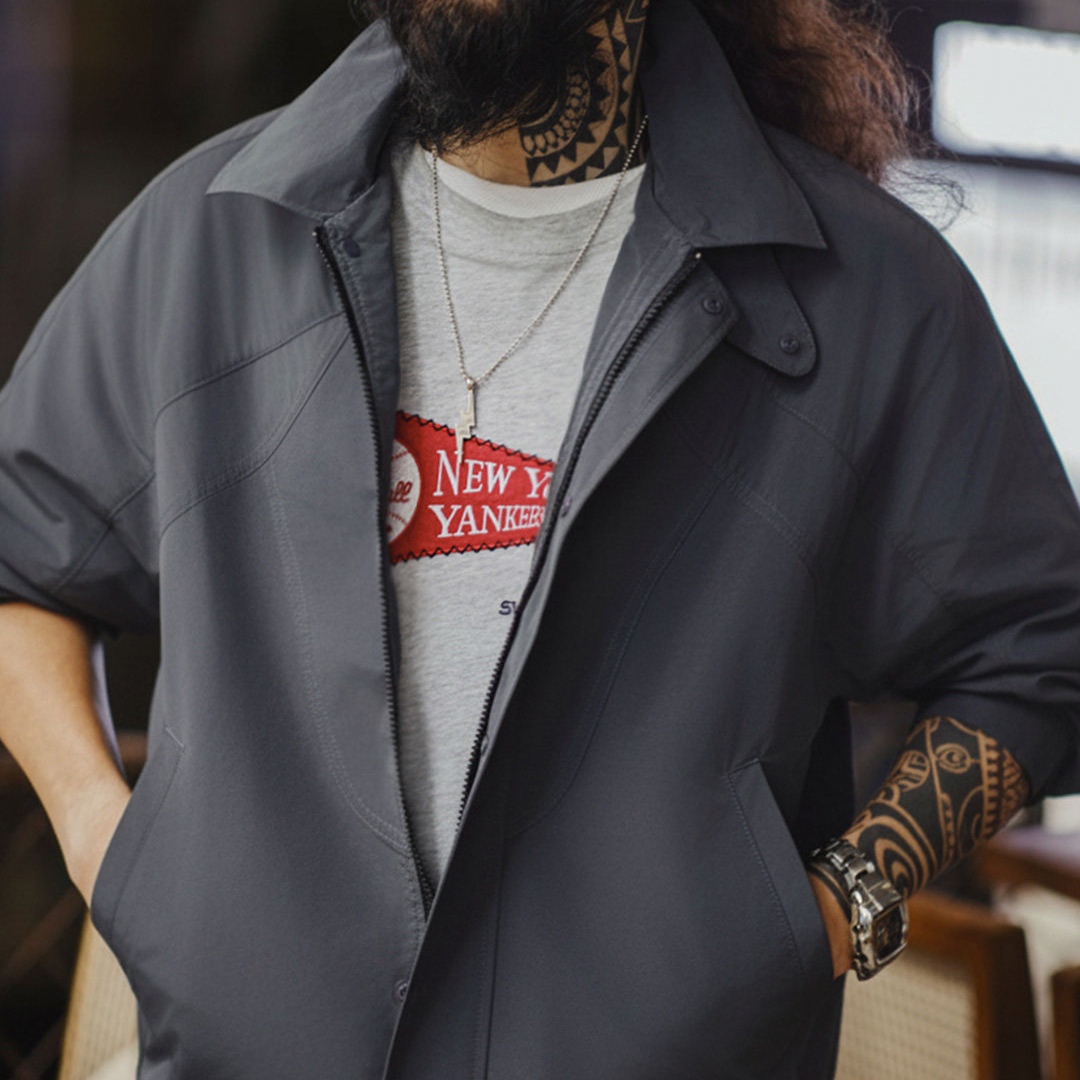 美式機能風三防夾克立領運動訓練防水灰色薄款外套男春季