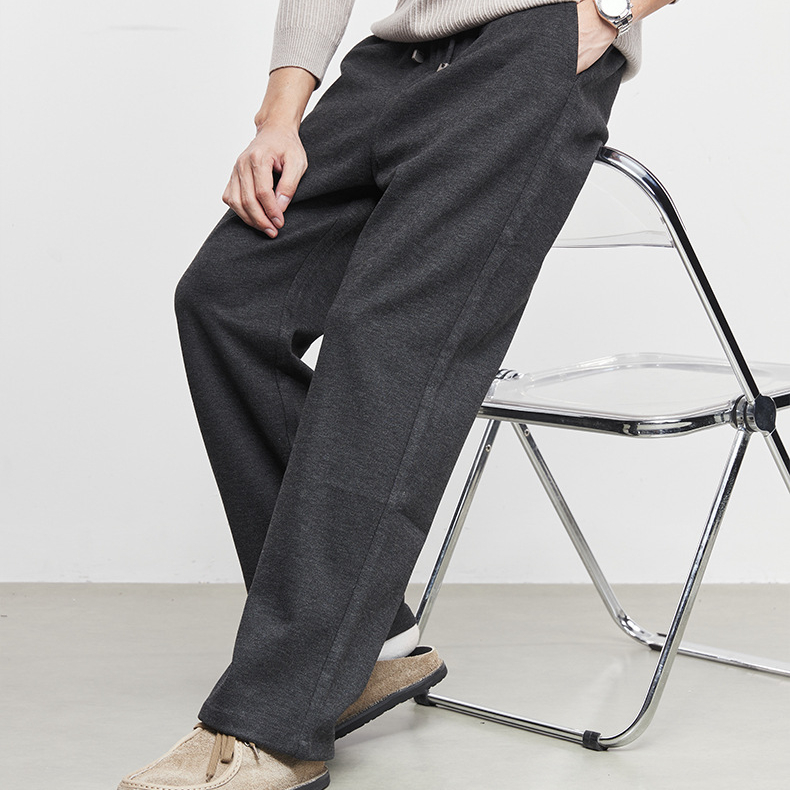雅衡時尚加厚毛呢休閒褲男秋冬季2025新款顯瘦直筒長褲子