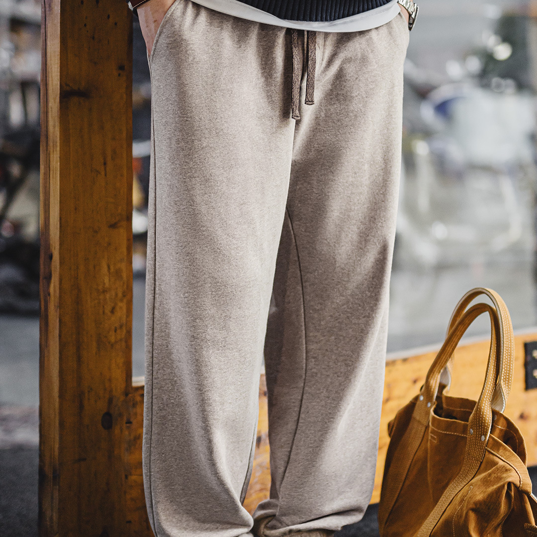 美式復古灰色刺繡衛褲男訓練運動長褲子秋男士休閒直筒束