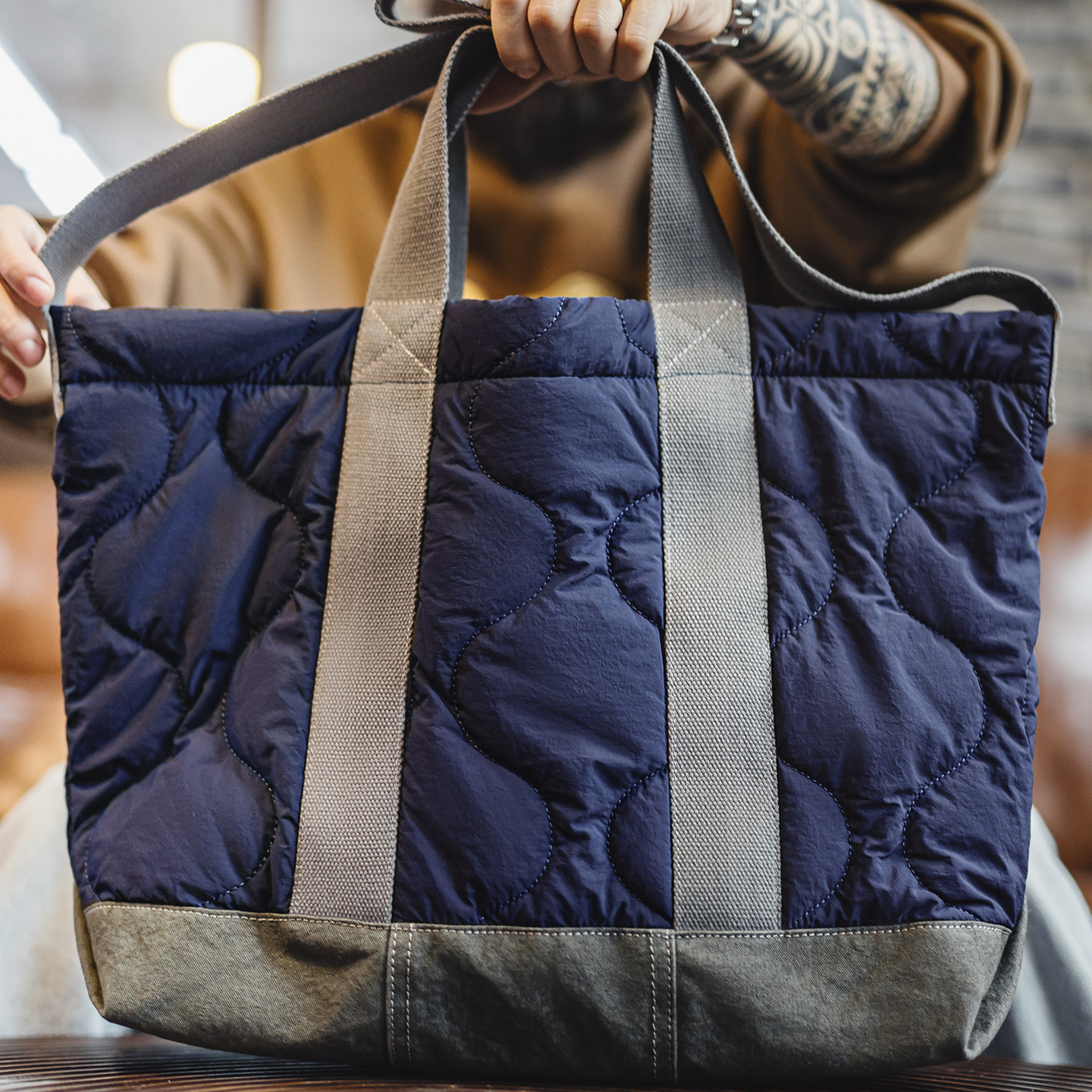 美式M65大容量內膽托特包電腦包通勤單肩包百搭手提包男