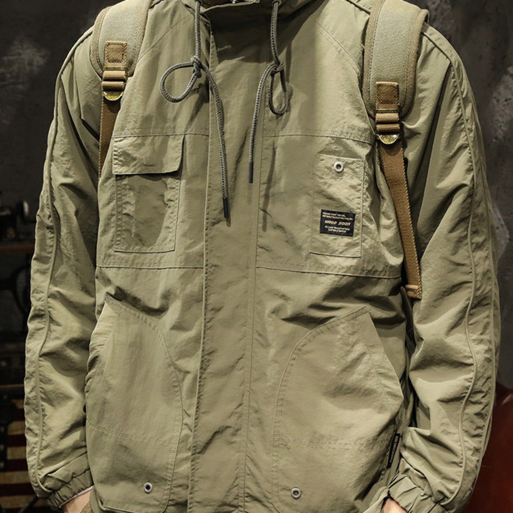 山系戶外復古潮牌翻領工裝夾克男士春秋季休閑沖鋒衣寬松外套