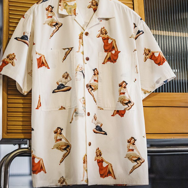 美式復古滿印花古巴領襯衫夏威夷短袖沙灘襯衣外套男款夏