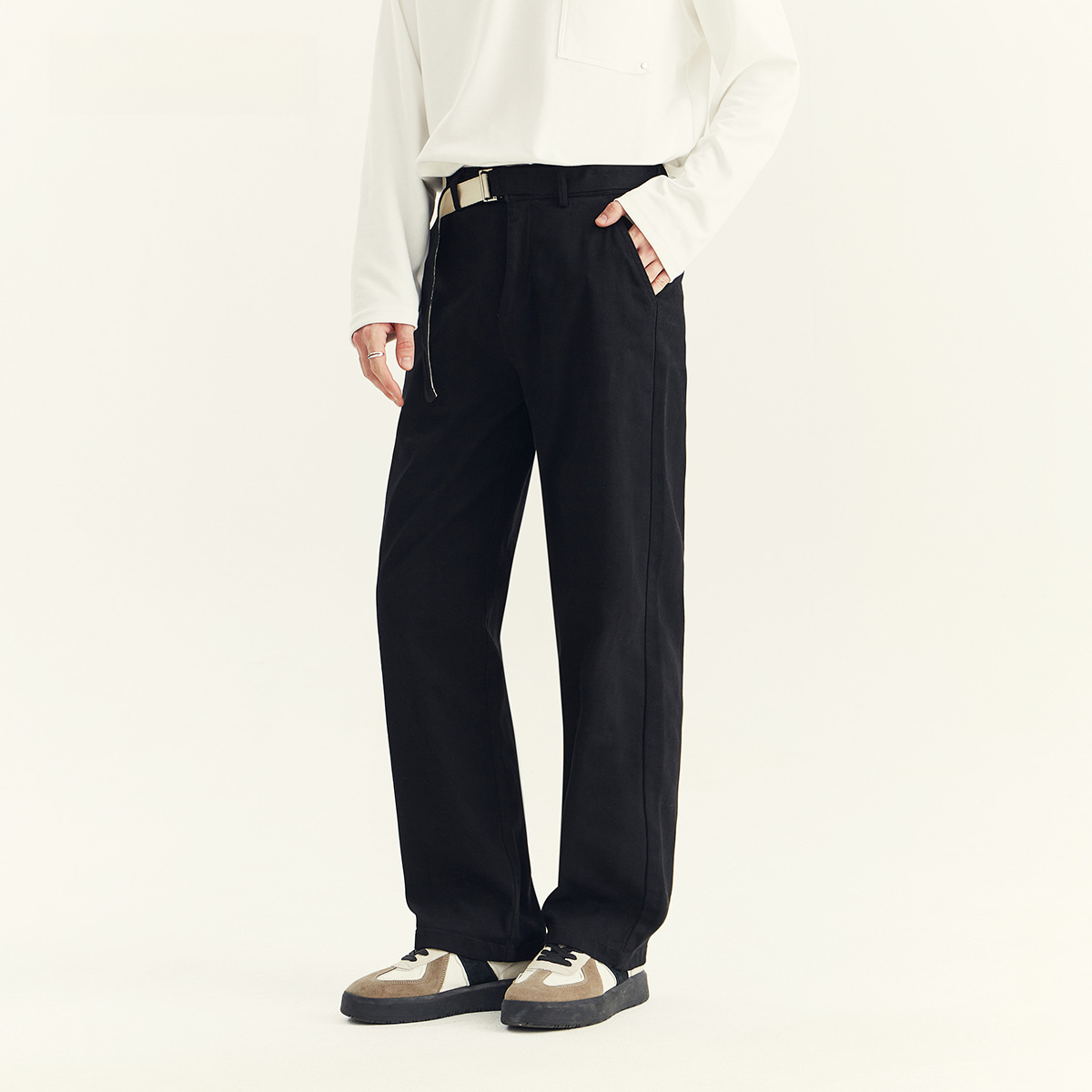 秋季褲子男休閒褲高級感寬鬆直筒時尚百搭長褲